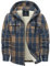 SwissWell Giacca da Uomo Giacca Flanella a Quadri Spessi Fodera di Peluche Felpa con Cappuccio Foderata Casual Uomo Felpa con Cappuccio in pile Giacca Invernale con Tasche(Blu Arancione-L)