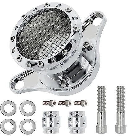 Baceyong Filtro Aria Moto, Kit Sistema di Aspirazione Filtro Aria Moto, Compatibile con Harley Sportster Iron 883 XL883 XL1200 Forty Eight 48 Seventy Two 72 1991-2016, Argento Cromato