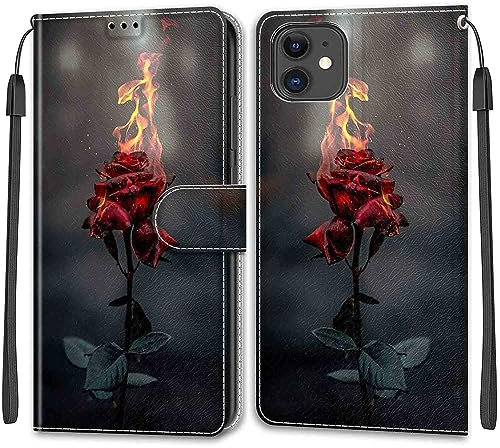 Compatible with iPhone 11 Case, High-grade Pattern Design Leather Flip Wallet Phone Case Cover for Apple iPhone 11 (Roses)