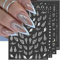 8 Blätter Silber Nagelsticker 3D Engelsflügel Nailart Aufkleber Sterne Nagelfolie Selbstklebend Silver Nail Sticker Mond Nagelaufkleber Stern Nagel Sticker Damen Nageldesign Zubehör Nail Art Stickers