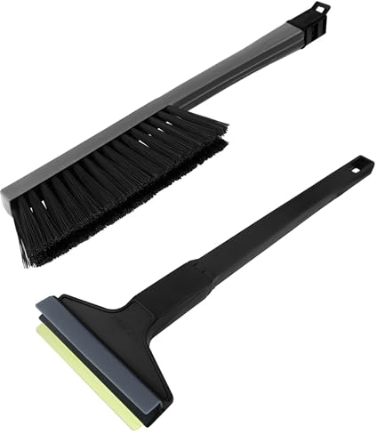 Set - Murska Eiskratzer Messing mit Besen Eiskratzer Auto + Schneebesen Auto Besen Winter Scheibenkratzer Auto - Besen Auto Schnee Schneefeger Auto Schneebürste Auto (Set L&P A055 + A059 Schwarz Grau)