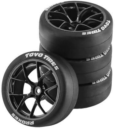 Harilla 4 Stück RC Car Rally Reifen, 12 mm Nabe, Verschleißfester， Ersatzteile, Langlebig, Gummi Driftreifen für XV01 RC Tourenwagen im Maßstab 1:10, Schwarz