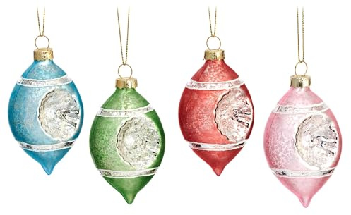 Vintage Indented Pastel Bauble - Set Of 4
