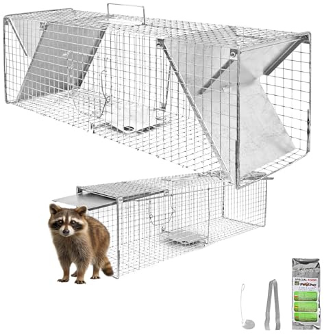 Tierfalle Lebendfalle für Ratten Marder Lebend Garten Marderfalle Rattenfalle Kaninchen Fuchs Katze 102 cm Falle Lebendfallen 2 Eingänge Hasen Umsiedlung Petigi