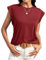 Sommer Top Damen Ärmellose Tshirt Locker Rundhals Flügelärmel Oberteile Elegant Gestreift Tunika Bluse Tops für Frauen, Weinrot, S