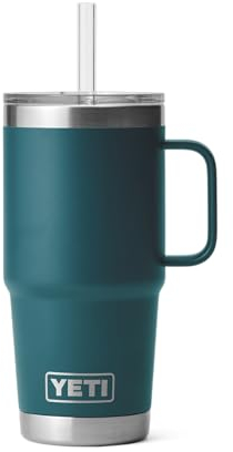 YETI Rambler Straw Mug, Stainless Steel Vacuum Insulated Mug with Stronghold Lid, Agave Teal, 25 oz (739 ml)