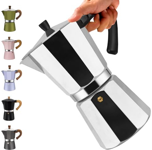 Vaolvpant Cafetière à expresso et percolateur classique en aluminium pour cafetière italienne et cubaine de 14 tasses, 700 ml, argent