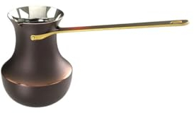 ZHSHOP Premium Handmade Copper Turkish Coffee Pot (Cezve/Ibrik) 16.9 oz and 500 ml - Multifunctional Greek & Arabic Coffee Maker, Stovetop Briki, Chai Warmer, Turkey, top Design, Copperbull Crafted