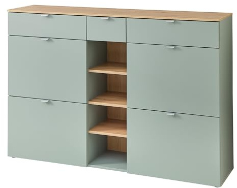 möbelando Schuhschrank >Bari< in Schilfgrün matt, MDF, Spannplatte - 148x103x38cm (BxHxT)