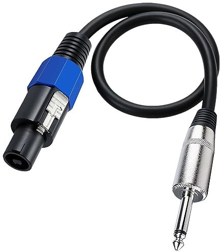 YOGOTEU 50cm/19.69in Speakon to 1/4inch (6.35mm) Wire Cable for Bass Amps Power Amplifer Speaker Cable Speakon to 1/4inch Cable