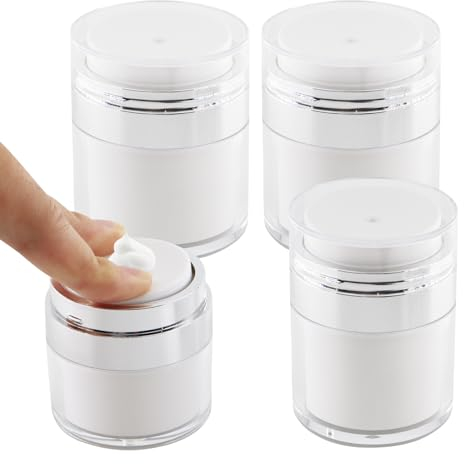 alwaiiz 4 Pièces Flacons à Crème Sous Vide, 15/30/50 ML Flacon Pompe sans Air, Anti-Fuite Pompe Creme, Rechargeable et Portable pot Creme Video pour les Voyages ou la Maison