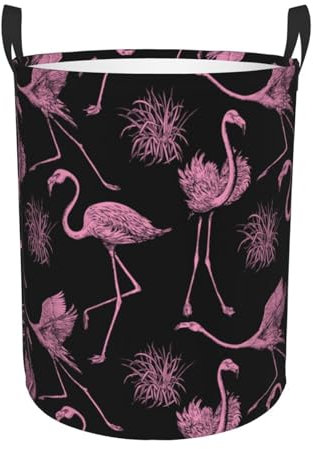 Panier à linge, flamant rose oiseau tropical panier à linge en tissu imperméable avec poignées, panier de rangement pliable