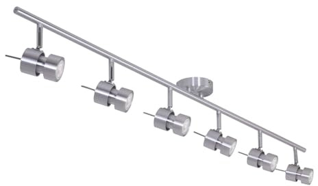 Deckenspot Metall in Stahl Küche Flur Wohnzimmer 134 cm lang GU10 inkl. flexibel 6-flammig akzentuiertes Licht Deckenleuchte Modern HUERSI