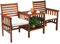 Sitzbank mit Tisch, 2-Sitzer Holzbank mit Sitzkissen & Schirmloch, Gartenbank aus Akazienholz bis 350 kg belastbar, Terrassenbank für Balkon, Garten, Terrasse, 165 x 65 x 88 cm