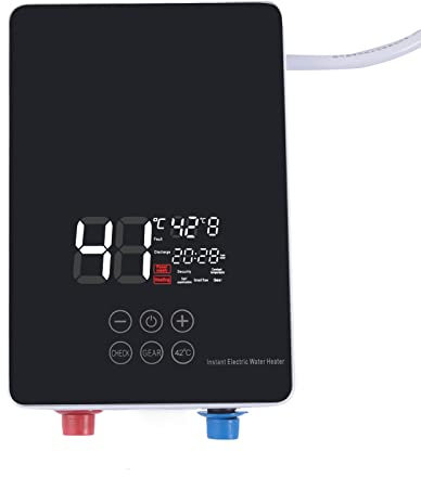 HOARLICN Scaldacqua elettrico, 6 kw Scaldacqua elettrico istantaneo con soffione doccia LCD Termostato doccia Scaldabagno Riscaldamento per bagno e cucina