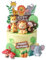 12Pcs Safari Animal Birthday Cake Toppers - Jungle Cake Decorations with Giraffe, Monkey, Tiger & Elephant