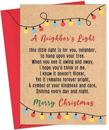 Gerigity Weihnachtskarte für Nachbarn – Lustige Weihnachtskarte mit Umschlag, 12,7 x 17,8 cm, niedliche Weihnachtskarte mit Liebe, Frohe Weihnachtskarte für Sie & Ihn, Weihnachts- und