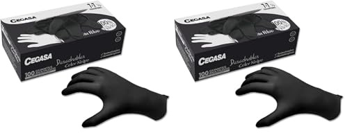cegasa GUANTES NITRILO NEGRO SIN POLVO MEDIANA T7 (Paquete de 2)