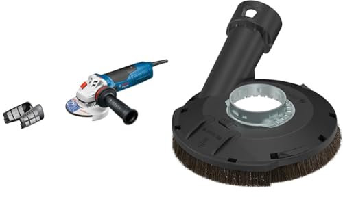 Bosch Professional Winkelschleifer GWS 19-125 CIE (inkl. Aufnahmeflansch, Schutzhaube, Spannmutter, Zusatzhandgriff, Zweilochschlüssel) + 1x PRO Absaughaube (Ø 115, 125 mm, Professional Zubehör)