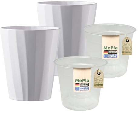 MePla - 2 Stück - SK Soendgen Orchideenübertopf Umea ø 13 Weiss-matt Planztopf Orchidee ø 12, hochwertiges Wohnambiente