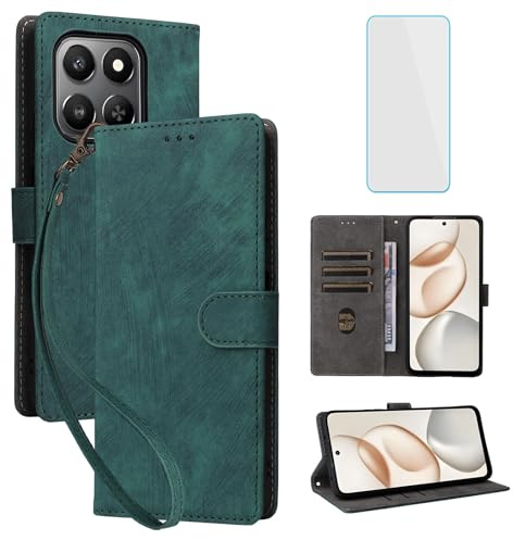 RFID Phone Wallet Case for Honor 400 Smart 5G/Honor 400 Smart 4G Green | with Screen Protector,Leather Flip Cover,Card,Kickstand,Mobile Phone Case for Honor400 Smart Honor 400Smart Honor400Smart