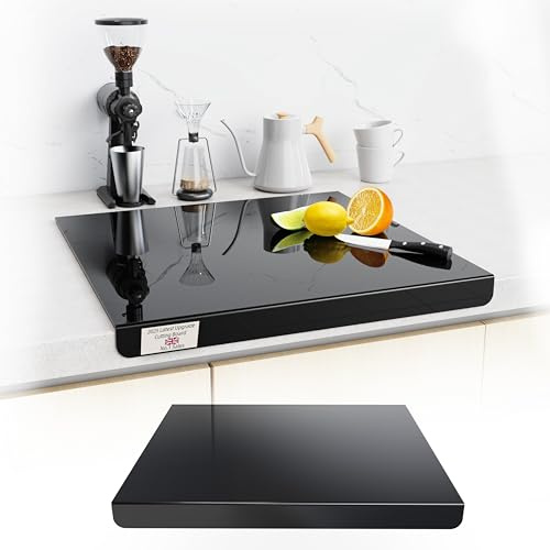Acrylic Cutting Board, Chopping Board Glass Kitchen Board Transparent, Kitchen Cutting Board Desktop Cutter with Stop Edge, Slip-Resistant (Black, 60X50cm)