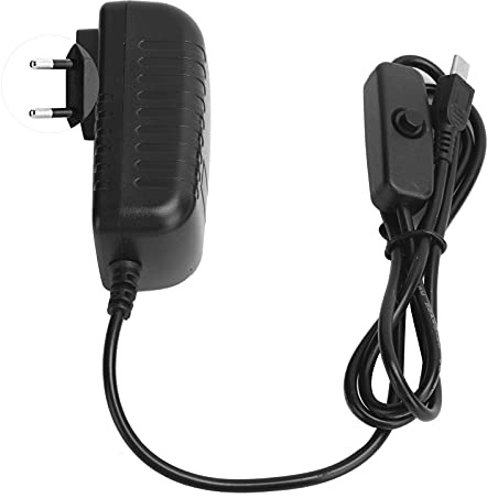 ERYUE Alimentation 5V 3A pour 3B+/3B/2B avec Bouton de Commutation, Adaptateur Micro USB, Coque en Plastique de Bonne qualité, Cordon Long, Adaptateur USB intégré (Prise UE)
