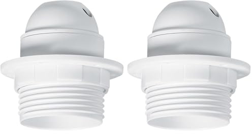 Legrand - Douille pour ampoule E27 - avec bague -sortie de câble latérale -plastique blanc (Lot de 2)