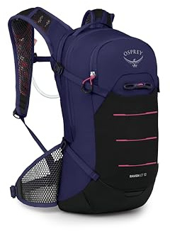 Osprey Raven LT 12L Damen Mountainbike-Rucksack mit Hydraulik-Reservoir – leichte Hydratationswerkzeugtasche, Deep Fig/Black