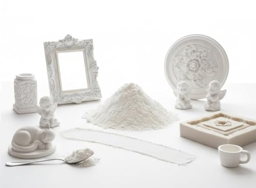Gesso Alabastrino Professionale per Stampi, Cornici e Rosoni | Polvere Extra Bianca ad Alta Definizione per Fai da Te e Belle Arti | Ideale per Calchi e Manufatti in Gesso Pacco da 1 kg