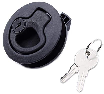 Slam Latch Luke, runder Zugriegel (OWACH AL-958-3L) für Boot, Deck, Wohnmobil, Schranktür, Schubladen, ersetzt Southco M1 Push-to-Close (schwarz, 1,27 cm Tür, mit Schloss)