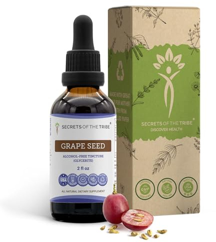Secrets of the Tribe Grape Seed Tincture Alcohol-Free Liquid Extract, Grape (Vitis Vinifera) Dried Seed (2 FL OZ)