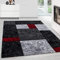 Teppium Moderner Kurzflor Teppich Wohnzimmer 120 x 170 cm Rot - Konturenschnitt Teppich Waschbar, Kariert Design, Pflegeleicht und Weich - Ideal für Schlafzimmer, Esszimer und als Küchenteppich