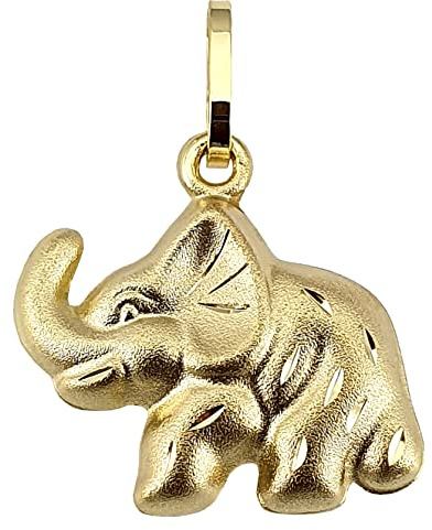 Anhänger Elefant plastisch 3D mattiert 585 Gold Gelbgold Unisex 14kt