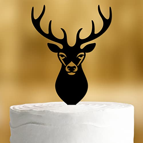 Cake Topper Hirsch [Geweih] - Acryl schwarz Hochzeitstorte deko Kuchendeko Hochzeit Tortendekoration Verlobung Tortenstecker Hochzeit Tortendeko Wedding cake
