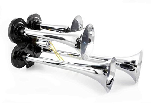 24/7 AUTO Klaxon pneumatique quadruple chromé 24 V pour camion tracteur bateau