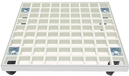 Mkuha Pflanzenroller Outdoor mit Bremse, Blumenroller Eckig Außenbereich und Innenbereich, Pflanzenroller GFRP mit Softrollen für Parkett,Weiß,16