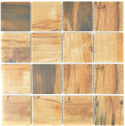 Holzoptik Keramik Mosaik Fliese Vintage Wood Mosaikfliese braun Fliesenspiegel MOS16-2004