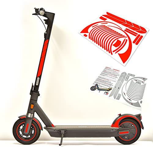 m2medien Aufkleber-Set/Sticker Set - 25-teilig auf 34x22cm Bogen geeignet für Segway Ninebot Max g30d E-Scooter (Neon-Rot (Rotorange))