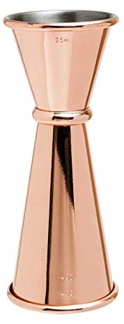 We Can Source It Ltd - Mezclar 25ml/50ml Thimble Measures Copper Plated Banded Jigger Measure with 35ml Line