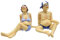 TANGDIAABBCC Quaytrader Flabby und fabelhaft altes Strandpaar sitzende Schwimmer-Figuren – Badezimmer-Ornamente – humorvolle Badepaar-Figuren – Blau & Weiß – 10 cm