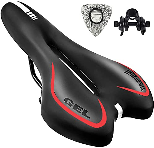 ZONSUSE Fahrradsattel, Gel Fahrrad Sattel, Hohl Ergonomisch Fahrradsitz, Gefedert Tourensattel, Komfortabel, Atmungsaktiv, Stoßdämpfend, für BMX/Rennrad/Mountainbike