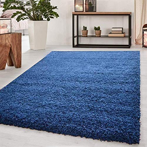 Abaseen Small Large Shaggy Rug Modern Rugs Living Room Extra Large Small Medium Rectangular Size Soft Touch Thick Pile Living Room Area Rugs Non Shedding (Navy Blue, 60x110 cm)