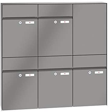 RENZ/Plan / 5er Aufputz-Briefkastenanlage Wand-Briefkasten/RAL-Farbe 9007 Volumen 21 L/Dein-Briefkasten.de