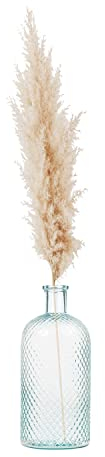 Dekoflasche hoch Ø18x41cm, transparente geriffelte Glasflasche Türkis, Tischvase Blumenvase Dekovase