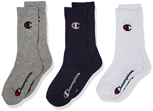 Champion Core 3PP Crew Calzini, Unisex - Adulto, Blu (Marino)/Bianco/Grigio (Melange Chiaro), 39-42 EU