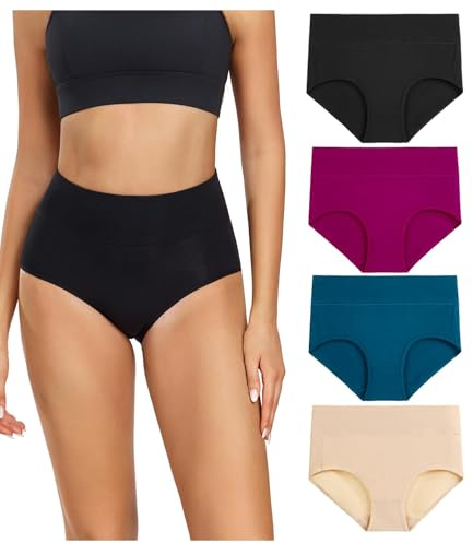 wirarpa Ladies Knickers Cotton Full Briefs High Waisted Underwear Panties for Women Multipack