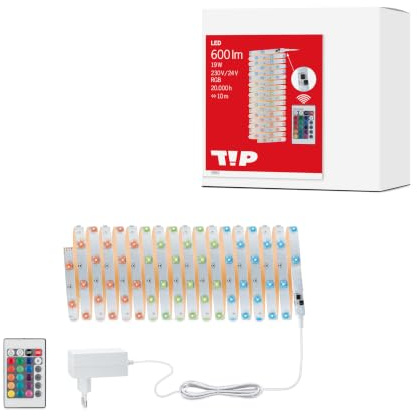 Paulmann 3989 LED Stripe TIP Komplett Set 10m RGB IP20 230/24V incl. 19 Watt dimmbar Lichtband Weiß Kunststoff
