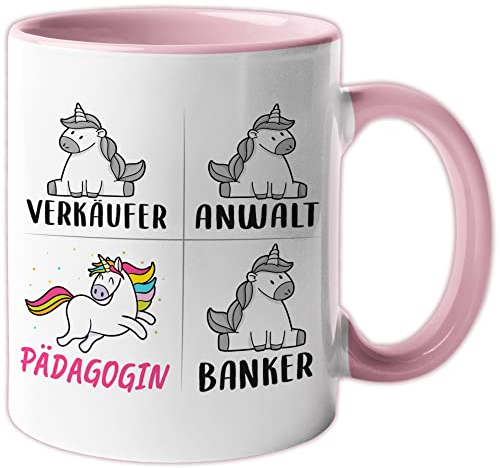 Tasse Pädagogin lustig, Pädagogin Geschenk Beruf, Spruch Kaffeebecher Pädagogik Geschenkidee, Beruf Pädagoge Frauen Kaffee-Tasse Einhorn Frauen Teetasse Becher