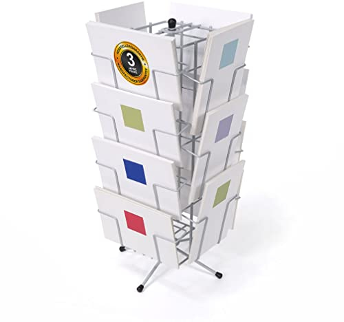 FLUHR DISPLAYS Kartenständer in silber | Thekenständer mit 14 Fächer | DIN B6 Kartenhalter | Quer-/ Hochformat
